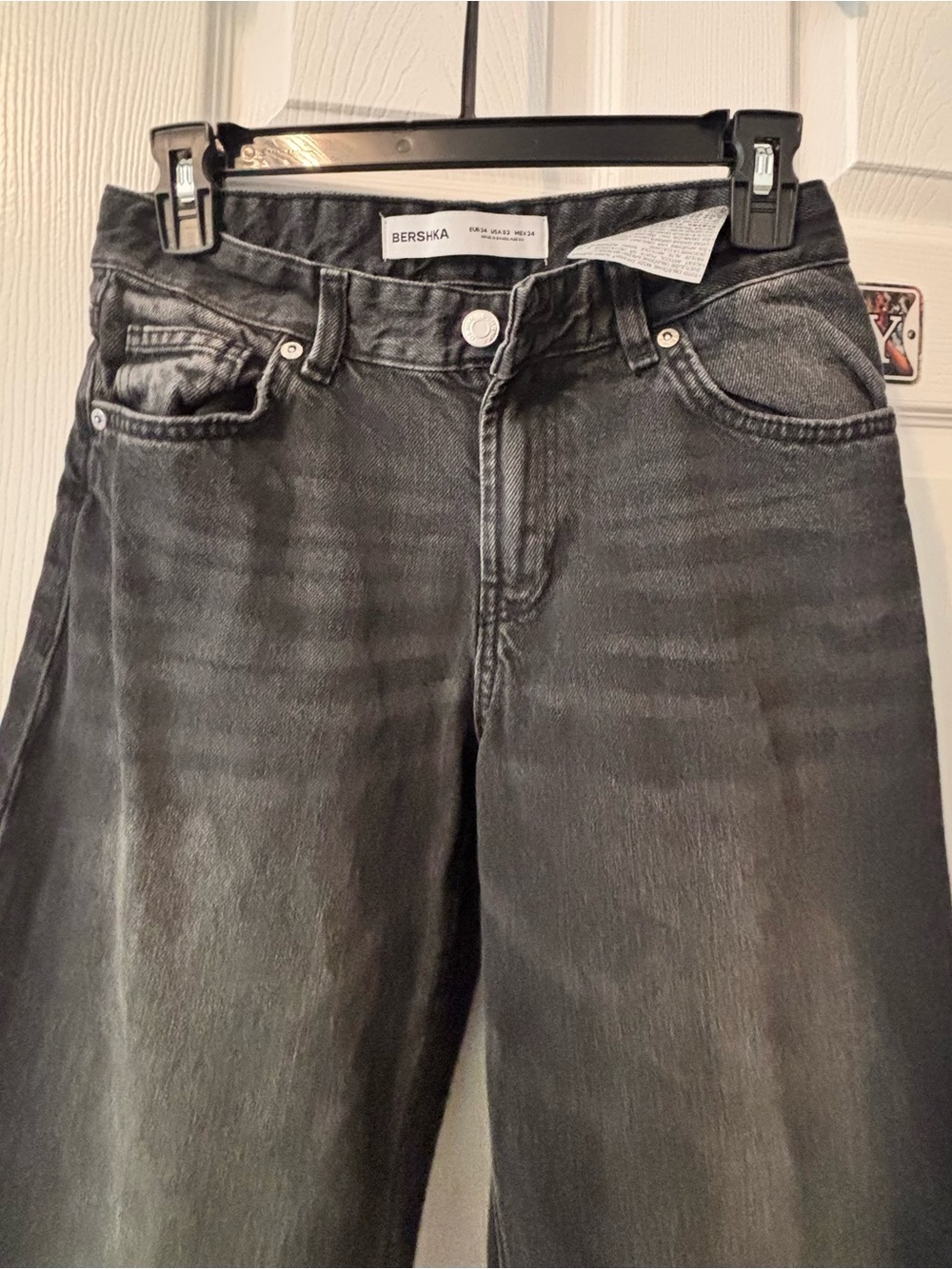 Bershka Wide-Leg Faded Black Jeans